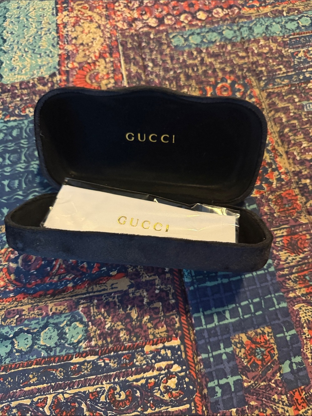 Gucci Black Velvet Sunglass Case with White Branded Pouch